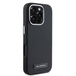 Apple iPhone 16 Pro Kılıf Karl Lagerfeld Orjinal Lisanslı M-safe Şarj Özellikli Metal Kamera ve Buton Tasarımlı Plaka Logolu PU Deri Kapak