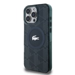 Apple iPhone 16 Pro Kılıf Lacoste Orjinal Lisanslı M-safe Şarj Özellikli IML Baskılı Gümüş Timsah Logolu Monogram Kapak