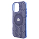 Apple iPhone 16 Pro Kılıf Lacoste Orjinal Lisanslı M-safe Şarj Özellikli IML Baskılı Gümüş Timsah Logolu Monogram Kapak