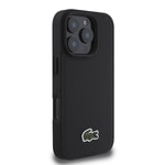 Apple iPhone 16 Pro Kılıf Lacoste Orjinal Lisanslı PU Pike Desenli Arka Yüzey İkonik Timsah Dokuma Logolu Kapak + Type-C Kablo 1.5m