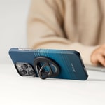 Apple iPhone 16 Pro Kılıf M-safe Şarj Özellikli Grip 3 Standlı Aramid Fiber Pitaka Tactile Woven Sunset-Moonrise Serisi Moonrise Kapak