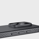 Apple iPhone 16 Pro Kılıf M-safe Şarj Özellikli Aramid Fiber Pitaka Military-Grade Classic Serisi Black-Grey Twill Kapak