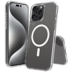 Apple iPhone 16 Pro Kılıf M-safe Şarj Özellikli Şeffaf Sert PC Zore Embos Kapak