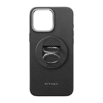 Apple iPhone 16 Pro Kılıf M-safe Şarj Özellikli Grip 3 Standlı Aramid Fiber Pitaka Military Grade Classic Serisi Black-Grey Twill Kapak