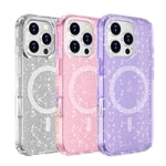 Apple iPhone 16 Pro Kılıf M-safe Şarj Özellikli Parlayan Simli Saydam Renkli Zore Allstar Kapak