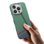 Apple iPhone 16 Pro Kılıf M-safe Şarj Özellikli Karbon Fiber Tasarımlı Benks Passion Green ArmorAir Kevlar Kapak