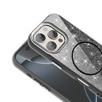 Apple iPhone 16 Pro Kılıf M-safe Şarj Özellikli Parlayan Simli Zore Okso Kapak