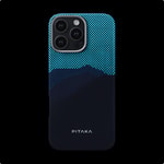 Apple iPhone 16 Pro Kılıf M-safe Şarj Özellikli Lumintex Teknolojili Fosforlu Özellikli Aramid Fiber Pitaka Tactile Woven Starpeak Serisi Over The Horizon Kapak