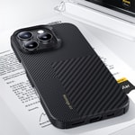 Apple iPhone 16 Pro Kılıf M-safe Şarj Özellikli Karbon Fiber Metal Kamera Çerçeveli Benks Montage ArmorAir Kevlar Kapak