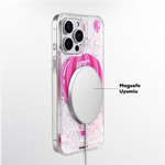 Apple iPhone 16 Pro Kılıf M-safe Şarj Özellikli Parlak Kumlu Sıvılı Youngkit Pink Dream Quicksand Serisi Kapak