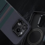 Apple iPhone 16 Pro Kılıf M-safe Şarj Özellikli Karbon Fiber Tasarımlı Benks Aurora ArmorPro Kevlar Kapak