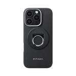 Apple iPhone 16 Pro Kılıf M-safe Şarj Özellikli Grip 3 Standlı Aramid Fiber Pitaka Military Grade Classic Serisi Black-Grey Twill Kapak