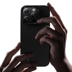 Apple iPhone 16 Pro Kılıf M-safe Şarj Özellikli Karbon Fiber Metal Kamera Çerçeveli Benks Montage ArmorAir Kevlar Kapak
