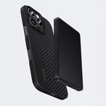 Apple iPhone 16 Pro Kılıf M-safe Şarj Özellikli Karbon Fiber Metal Kamera Çerçeveli Benks Montage ArmorAir Kevlar Kapak