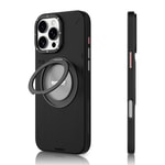 Apple iPhone 16 Pro Kılıf M-safe Şarj Özellikli 360° Standlı Basit Mat Deri Desenli Youngkit Tech Leather Serisi Kapak