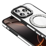 Apple iPhone 16 Pro Kılıf Pırlanta Taş Tasarımlı M-safe Şarj Özellikli Zore Karetta Silikon Kapak