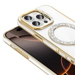 Apple iPhone 16 Pro Kılıf Pırlanta Taş Tasarımlı M-safe Şarj Özellikli Zore Karetta Silikon Kapak