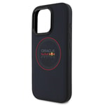 Apple iPhone 16 Pro Kılıf Redbull Orjinal Lisanslı M-safe Şarj Özellikli Kırmızı Halka ve Logo Kabartmalı PU Deri Kapak