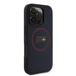 Apple iPhone 16 Pro Kılıf Redbull Orjinal Lisanslı M-safe Şarj Özellikli Kırmızı Halka ve Logo Kabartmalı PU Deri Kapak