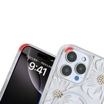 Apple iPhone 16 Pro Kılıf Sıvılı Simli Baskılı Şeffaf Arka Yüzey Zore Mossa Silikon Kapak