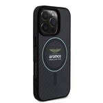 Apple iPhone 16 Pro Max Kılıf Aston Martin Orjinal Lisanslı M-safe Şarj Özellikli Renkli Halka ve Karbon Fiber Tasarımlı Kapak