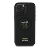 Apple iPhone 16 Pro Max Kılıf Aston Martin Orjinal Lisanslı M-safe Şarj Özellikli PU Deri Alonso 14 Baskılı Kapak