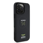 Apple iPhone 16 Pro Max Kılıf Aston Martin Orjinal Lisanslı M-safe Şarj Özellikli PU Deri Alonso 14 Baskılı Kapak