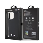 Apple iPhone 16 Pro Max Kılıf BMW Orjinal Lisanslı Tam Sarılmış Karbon Tasarımlı Metal Logo Suni Deri Kapak