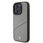 Apple iPhone 16 Pro Max Kılıf BMW Orjinal Lisanslı M-safe Şarj Özellikli Metal Logolu Dokulu ve Çizgili Deri Kapak