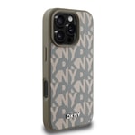 Apple iPhone 16 Pro Max Kılıf DKNY Orjinal Lisanslı M-safe Şarj Özellikli 3D Yazılı Grid Pattern Kapak