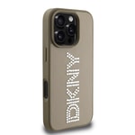 Apple iPhone 16 Pro Max Kılıf DKNY Orjinal Lisanslı Taşlı DKNY Yazılı Metalik Rhinestones PU Deri Kapak