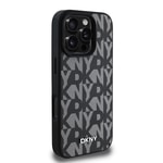 Apple iPhone 16 Pro Max Kılıf DKNY Orjinal Lisanslı M-safe Şarj Özellikli 3D Yazılı Grid Pattern Kapak