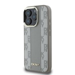 Apple iPhone 16 Pro Max Kılıf DKNY Orjinal Lisanslı M-safe Şarj Özellikli 3D Yazılı Checkered Pattern Kapak