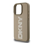 Apple iPhone 16 Pro Max Kılıf DKNY Orjinal Lisanslı Taşlı DKNY Yazılı Metalik Rhinestones PU Deri Kapak