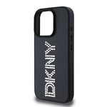 Apple iPhone 16 Pro Max Kılıf DKNY Orjinal Lisanslı Taşlı DKNY Yazılı Metalik Rhinestones PU Deri Kapak
