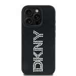 Apple iPhone 16 Pro Max Kılıf DKNY Orjinal Lisanslı Taşlı DKNY Yazılı Metalik Rhinestones PU Deri Kapak