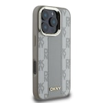 Apple iPhone 16 Pro Max Kılıf DKNY Orjinal Lisanslı M-safe Şarj Özellikli 3D Yazılı Checkered Pattern Kapak