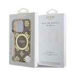 Apple iPhone 16 Pro Max Kılıf Guess Orjinal Lisanslı M-safe Şarj Özellikli IML Peony ve 4G Desenli Klasik Logolu Kapak