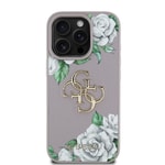 Apple iPhone 16 Pro Max Kılıf Guess Orjinal Lisanslı Gül Baskılı Büyük Metal Logo Dizaynlı Kapak