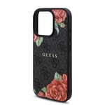 Apple iPhone 16 Pro Max Kılıf Guess Orjinal Lisanslı M-safe Şarj Özellikli Gül Baskılı 4G Desenli Yazı Logolu Kapak