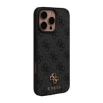 Apple iPhone 16 Pro Max Kılıf Guess Orjinal Lisanslı PU Deri 4G Desenli Metal Büyük 4G ve Yazı Logolu Kapak