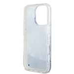 Apple iPhone 16 Pro Max Kılıf Guess Orjinal Lisanslı M-safe Şarj Özellikli Sıvılı Simli Çiçek Desenli Kapak
