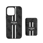 Apple iPhone 16 Pro Max Kılıf Guess Orjinal Lisanslı M-safe Şarj Özellikli 4G Desenli Çizgili Kartlıklı Kapak