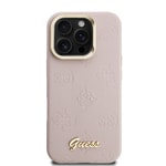 Apple iPhone 16 Pro Max Kılıf Guess Orjinal Lisanslı M-safe Şarj Özellikli Sıcak Baskılı Yazı Logolu Kamera Standlı PU Deri Peony Kapak
