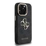 Apple iPhone 16 Pro Max Kılıf Guess Orjinal Lisanslı PU Deri 4G Desenli Metal Büyük 4G ve Yazı Logolu Kamera Standlı Kapak