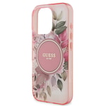 Apple iPhone 16 Pro Max Kılıf Guess Orjinal Lisanslı M-safe Şarj Özellikli Flower Tonal Circle Kapak