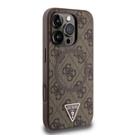 Apple iPhone 16 Pro Max Kılıf Guess Orjinal Lisanslı M-safe Şarj Özellikli PU Üçgen Logo 4G Desenli Kapak