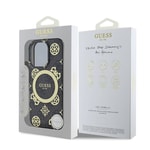 Apple iPhone 16 Pro Max Kılıf Guess Orjinal Lisanslı M-safe Şarj Özellikli IML Peony ve 4G Desenli Klasik Logolu Kapak