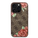 Apple iPhone 16 Pro Max Kılıf Guess Orjinal Lisanslı M-safe Şarj Özellikli Gül Baskılı 4G Desenli Yazı Logolu Kapak