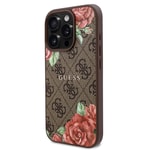Apple iPhone 16 Pro Max Kılıf Guess Orjinal Lisanslı M-safe Şarj Özellikli Gül Baskılı 4G Desenli Yazı Logolu Kapak